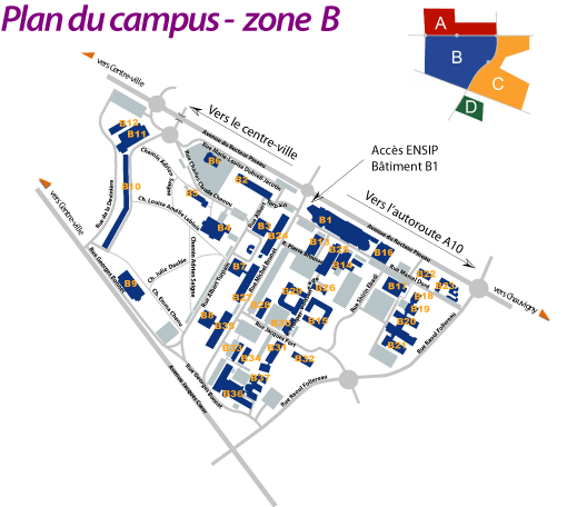 Plan du secteur B du campus